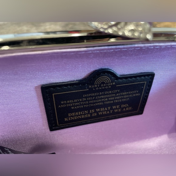 KURT GEIGER LONDON- Kensington Frame Clutch/Crossbody Satin Bag- NWT w/Dust Bag - Picture 3 of 13